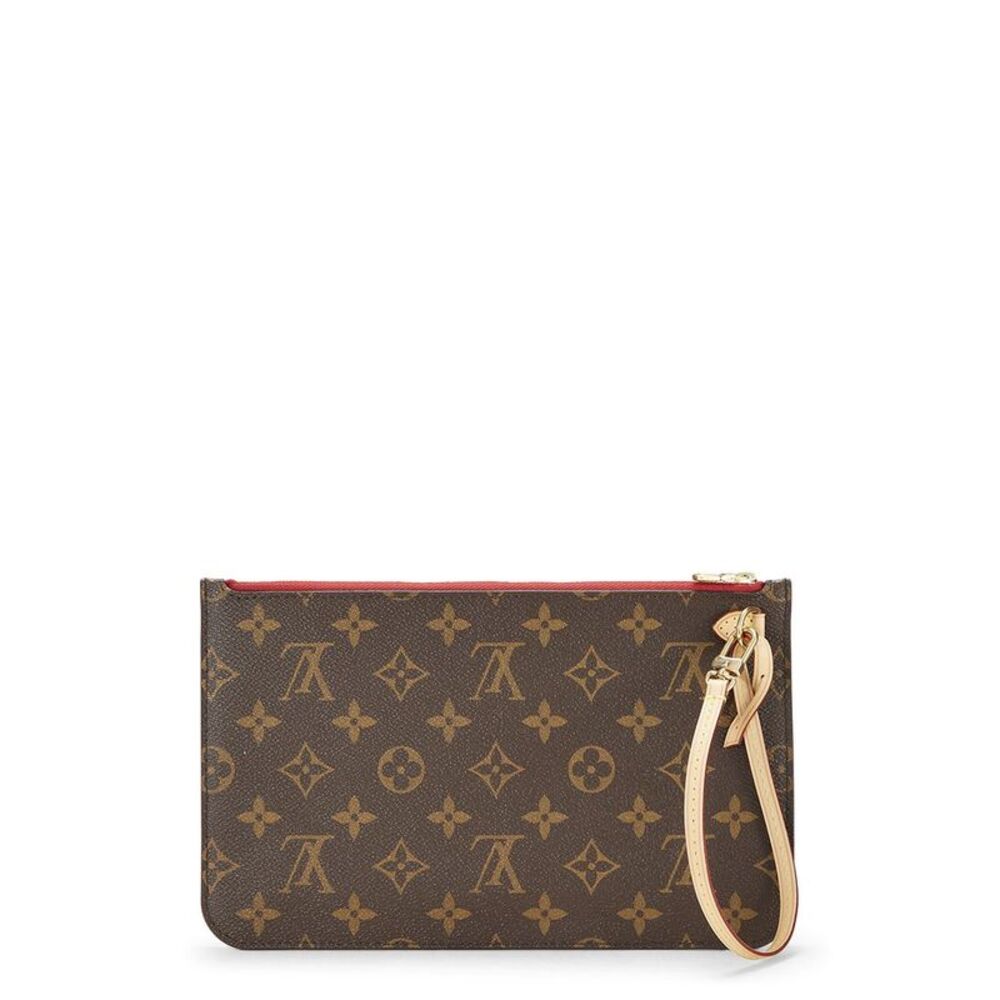 Louis Vuitton Red Monogram Coated Canvas Neverfull Pouch Mm (Authentic